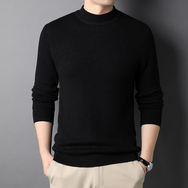 เสื้อสเวตเตอร์ถักผ้าวูลคอเต่าเบสิคสำหรับผู้ชาย