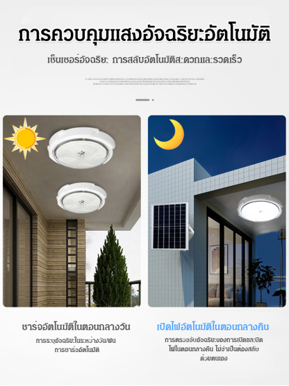 โคมไฟเพดานพลังงานแสงอาทิตย์ ไม่ดับในวันที่มีพายุฝนฟ้าคะนอง