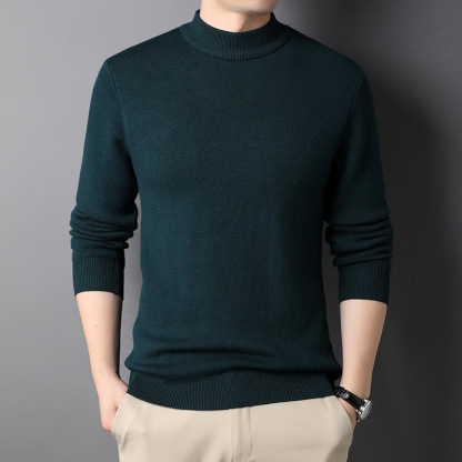 เสื้อสเวตเตอร์ถักผ้าวูลคอเต่าเบสิคสำหรับผู้ชาย