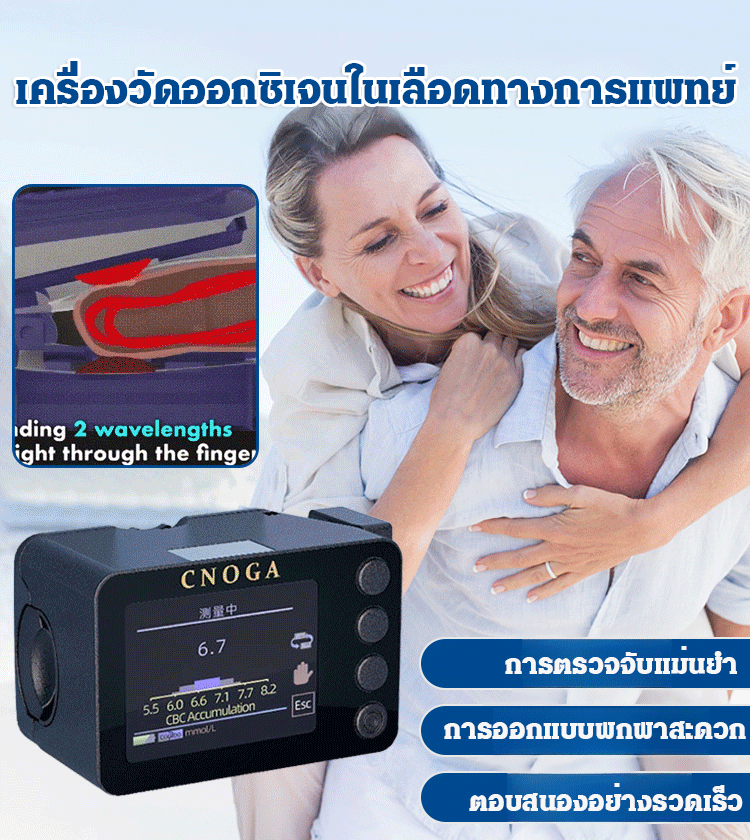 เครื่องวัดออกซิเจนในเลือดทางการแพทย์ ตรวจน้ำตาลในเลือดแบบไม่เจ็บปวด ติดตามสุขภาพของคุณตลอด 24 ชั่วโมง