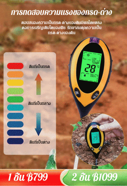 เครื่องวัดดินอเนกประสงค์แบบ 4 อิน 1  การตรวจสอบสภาพดินแบบเรียลไทม์