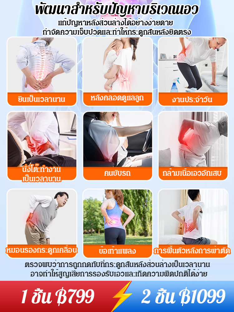 【เสริมแรง】เข็มขัดพยุงหลังสำหรับการนั่งและยืนนาน