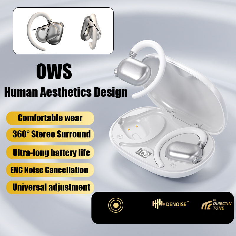 TIKVLA OWS Open Wireless Stereo Bluetooth earphones AI Voice Control ENC Noise Cancellation HD Calls