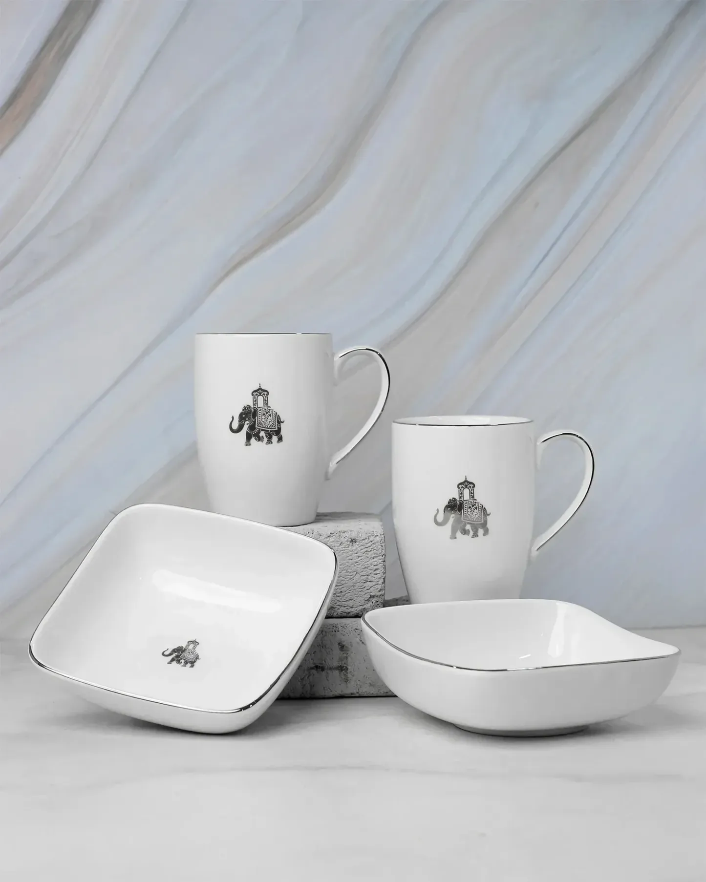 VOLA - [Set of 4] Gaj - 2 Mugs & 2 Square Bowls