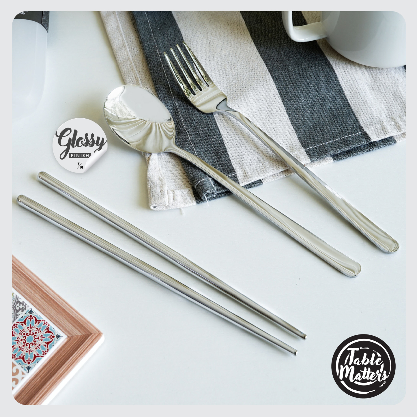 Tango 3 Piece Portable Cutlery Set (Black/Blue/Pink/Silver)