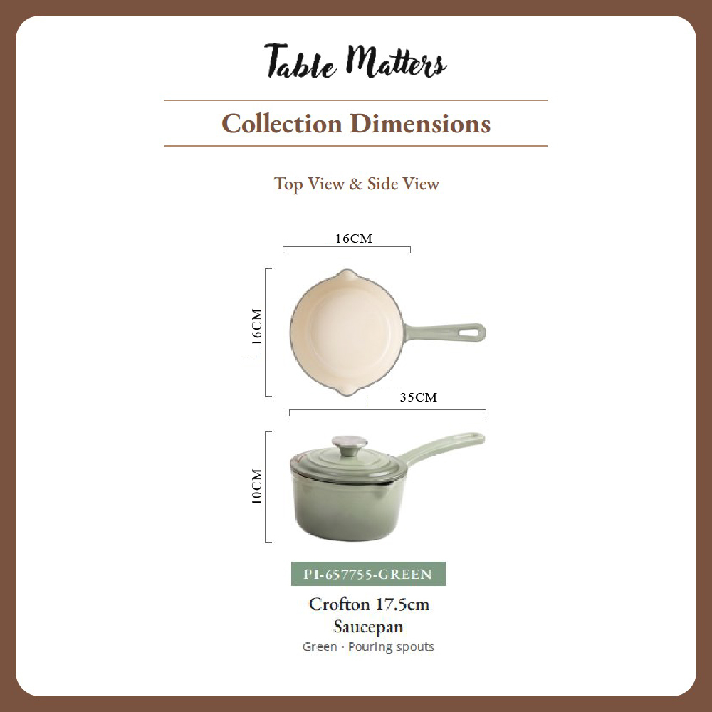 [Table Matters] 'CROFTON & SEGRETTO' Enamel Cast Iron Cookware with Lid | Dutch Oven | Shallow Casserole [17.5cm | 24cm | 31cm]