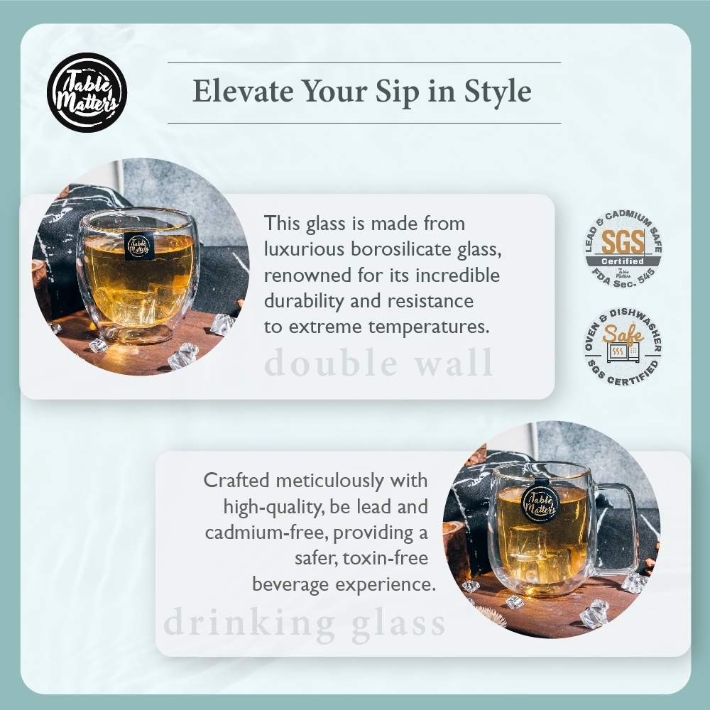 Bundle Deal - 20PCS Drinkware Set - Double Wall Glass + Straws + Coasters