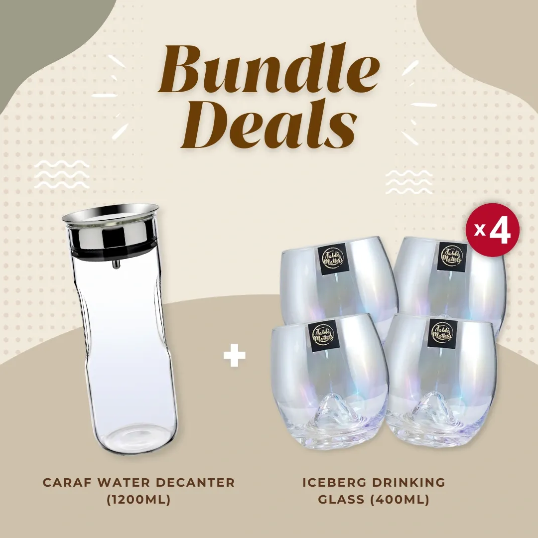 Bundle Deal - Caraf Glass Water Decanter + 4 Drinking Glass Collection