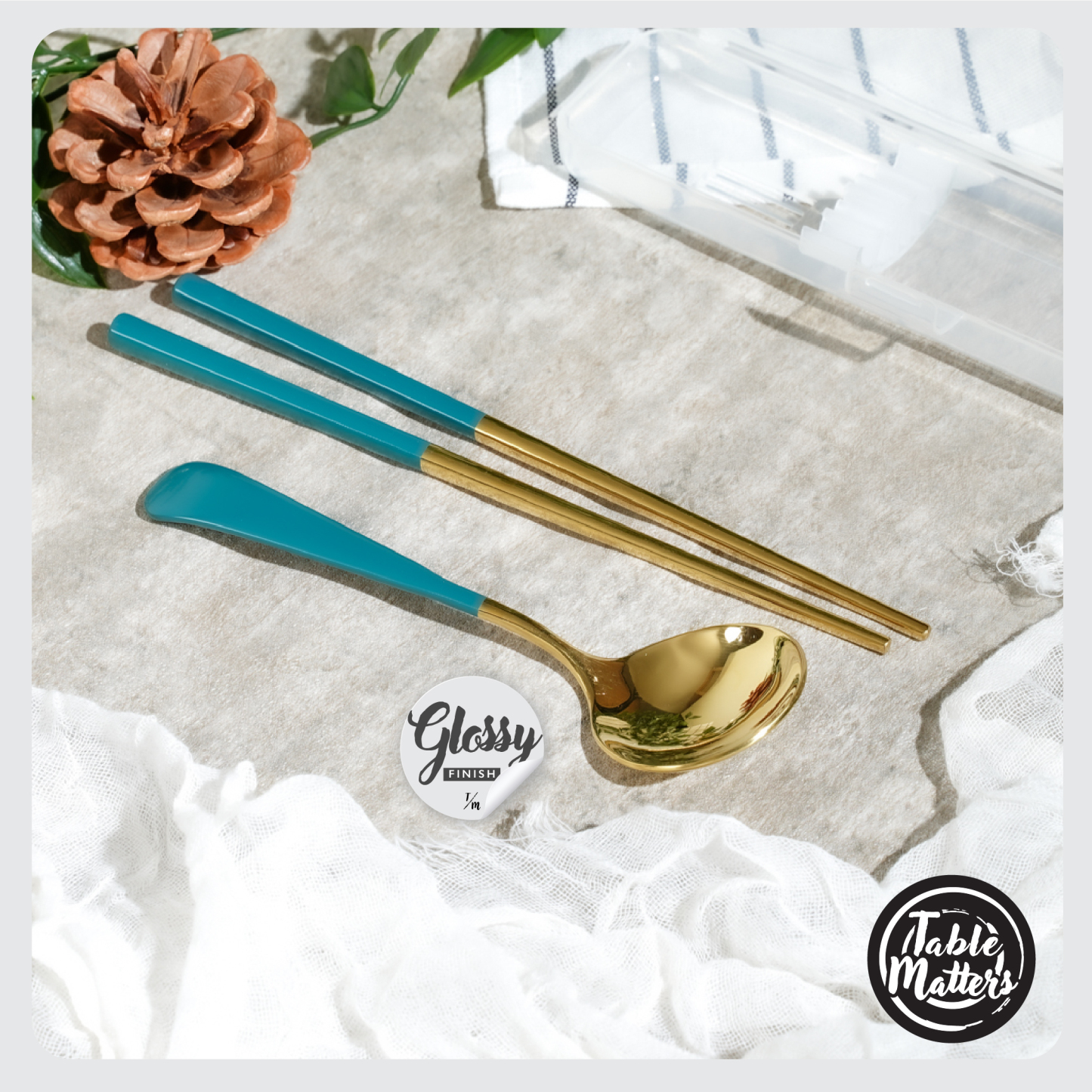 Waltz 2 Piece Portable Cutlery Set (Gold/Silver/Red/Teal Green)
