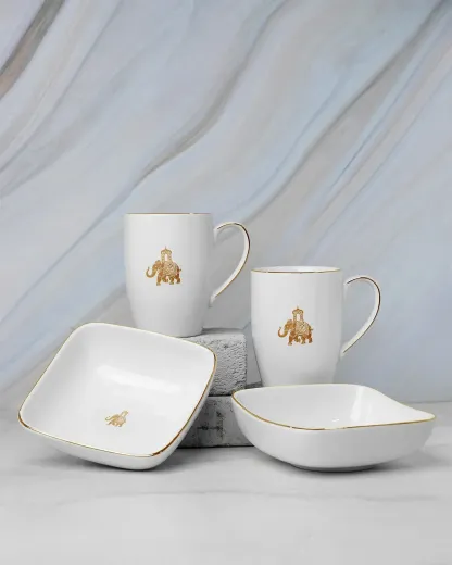 VOLA - [Set of 4] Gaj - 2 Mugs & 2 Square Bowls