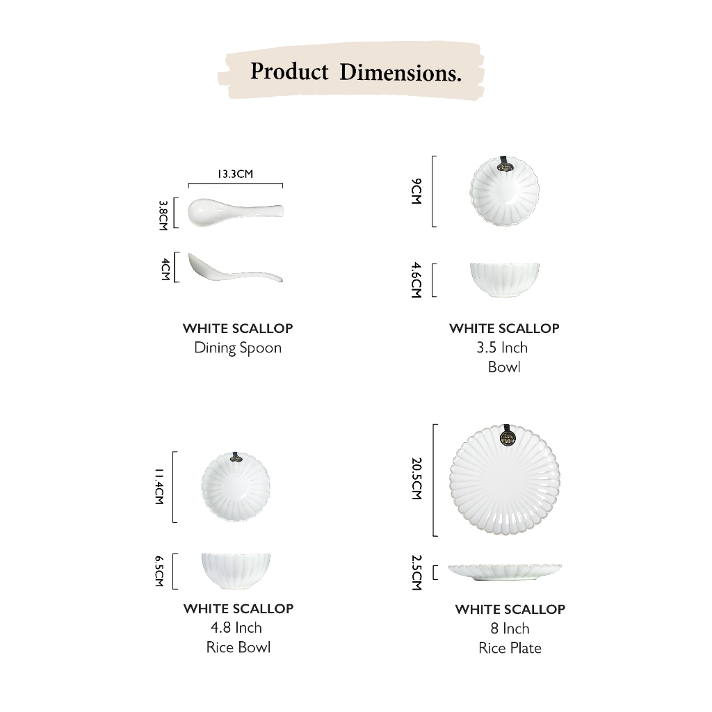 Bundle Deal - White Scallop 36PCS Dinner Set