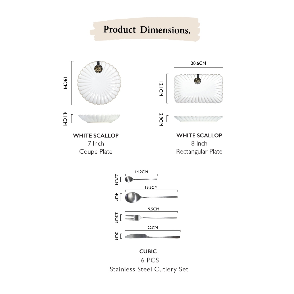 Bundle Deal - White Scallop 36PCS Dinner Set