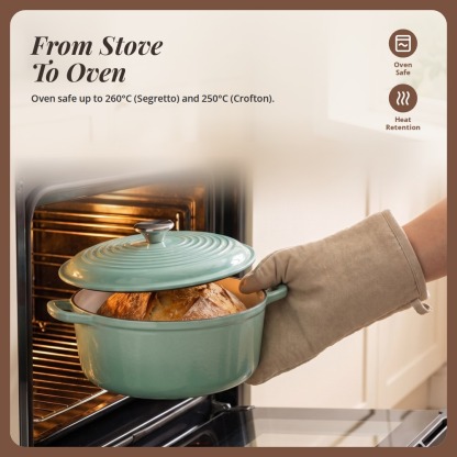 [Table Matters] 'CROFTON & SEGRETTO' Enamel Cast Iron Cookware with Lid | Dutch Oven | Shallow Casserole [17.5cm | 24cm | 31cm]