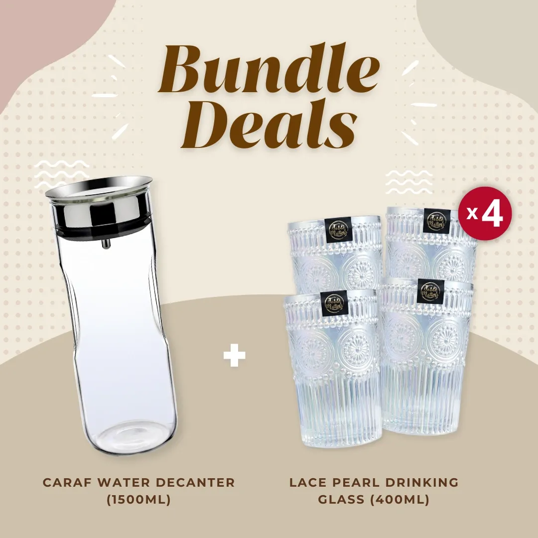 Bundle Deal - Caraf Glass Water Decanter + 4 Drinking Glass Collection