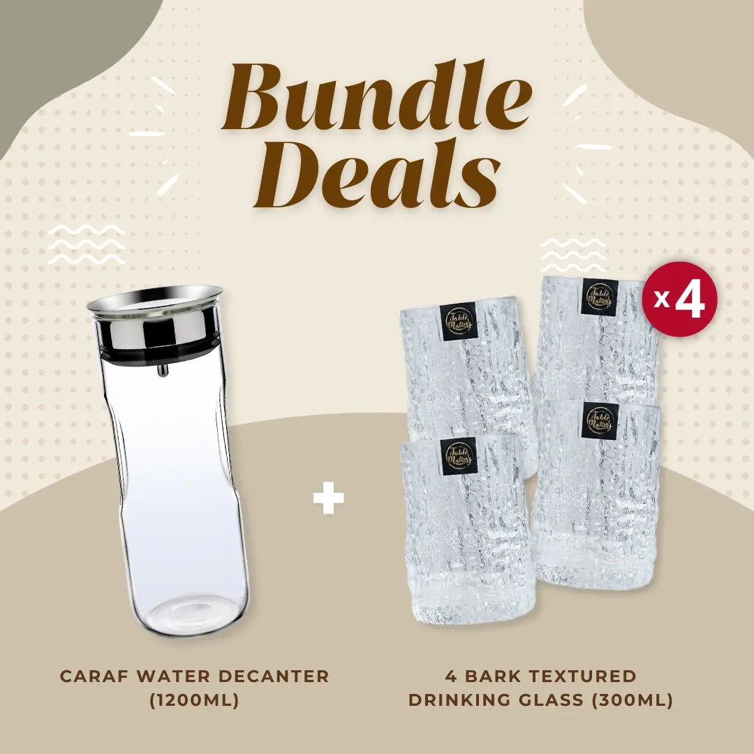 Bundle Deal - Caraf Glass Water Decanter + 4 Drinking Glass Collection
