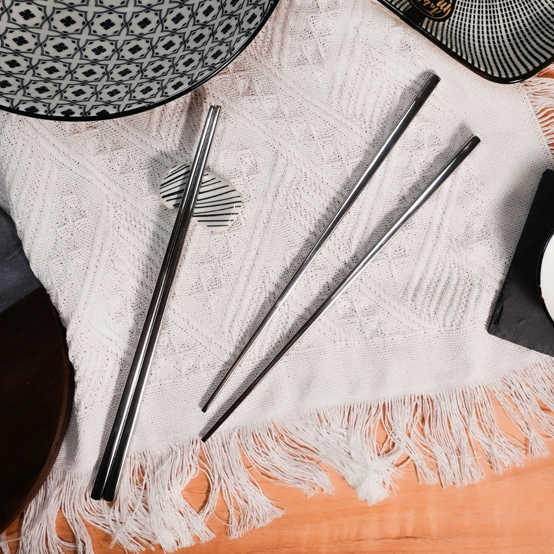 Waltz 4 Pair Stainless Steel Chopstick Collection Set