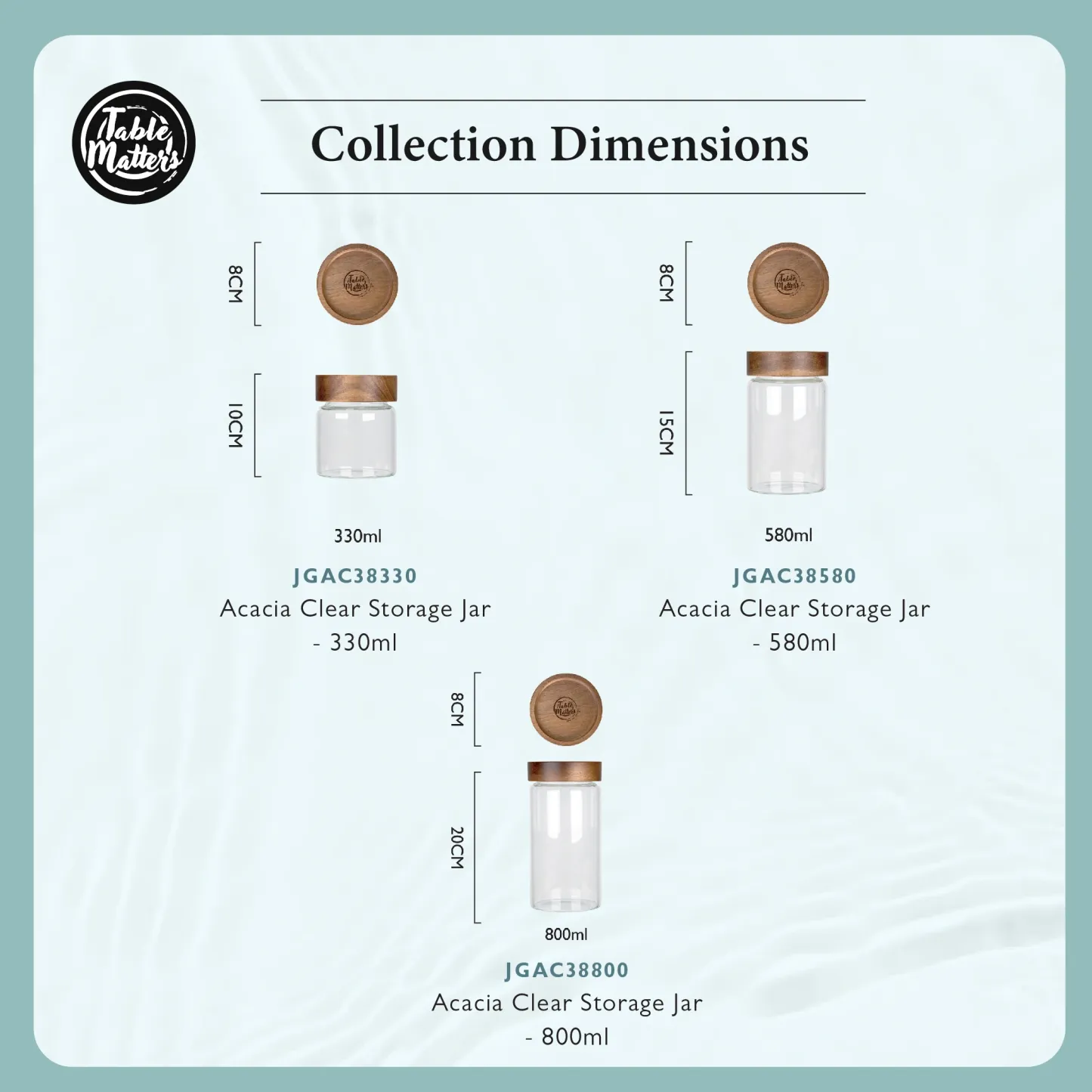 TAIKYU Acacia Airtight Storage Jar Collection - 330ml | 580ml | 800ml