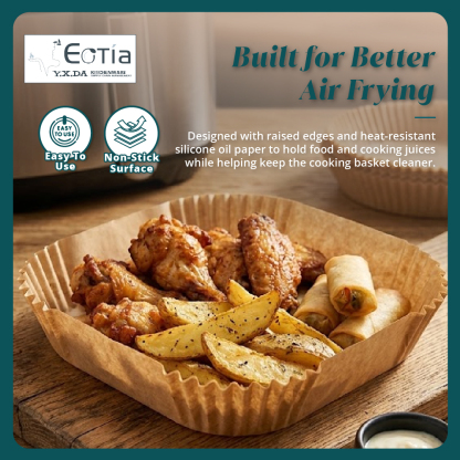 [Table Matters] Eotia 50pcs Air Fryer Paper Liners | Disposable Round & Square Baking Paper