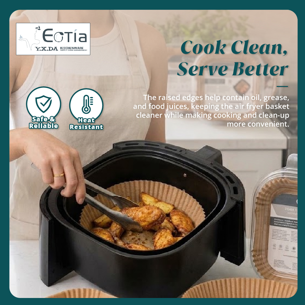 [Table Matters] Eotia 50pcs Air Fryer Paper Liners | Disposable Round & Square Baking Paper