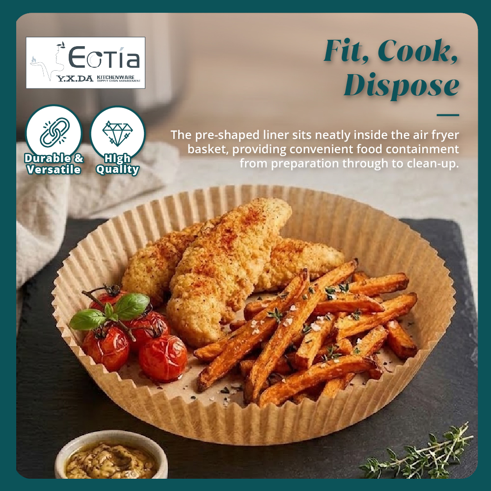 [Table Matters] Eotia 50pcs Air Fryer Paper Liners | Disposable Round & Square Baking Paper