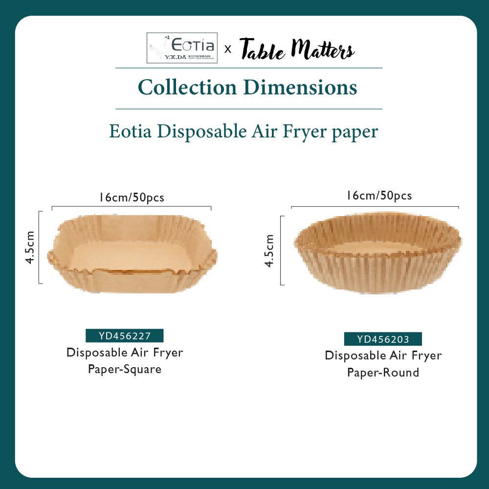 [Table Matters] Eotia 50pcs Air Fryer Paper Liners | Disposable Round & Square Baking Paper
