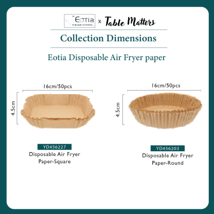 [Table Matters] Eotia 50pcs Air Fryer Paper Liners | Disposable Round & Square Baking Paper