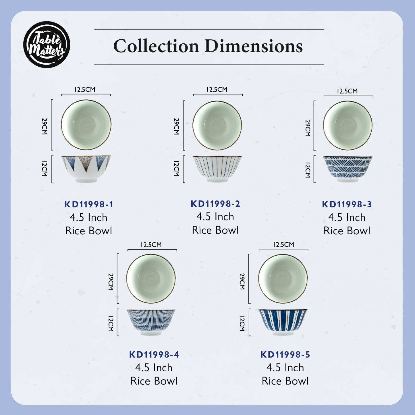 Kakudo Assorted 5.25 inch Rice Bowl (Set of 5)