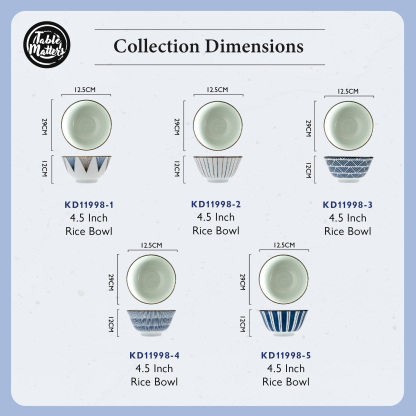 Kakudo Assorted 5.25 inch Rice Bowl (Set of 5)