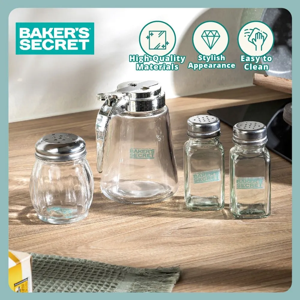 Baker's Secret Condiments | Salt and Pepper | Cheese Shaker Collection