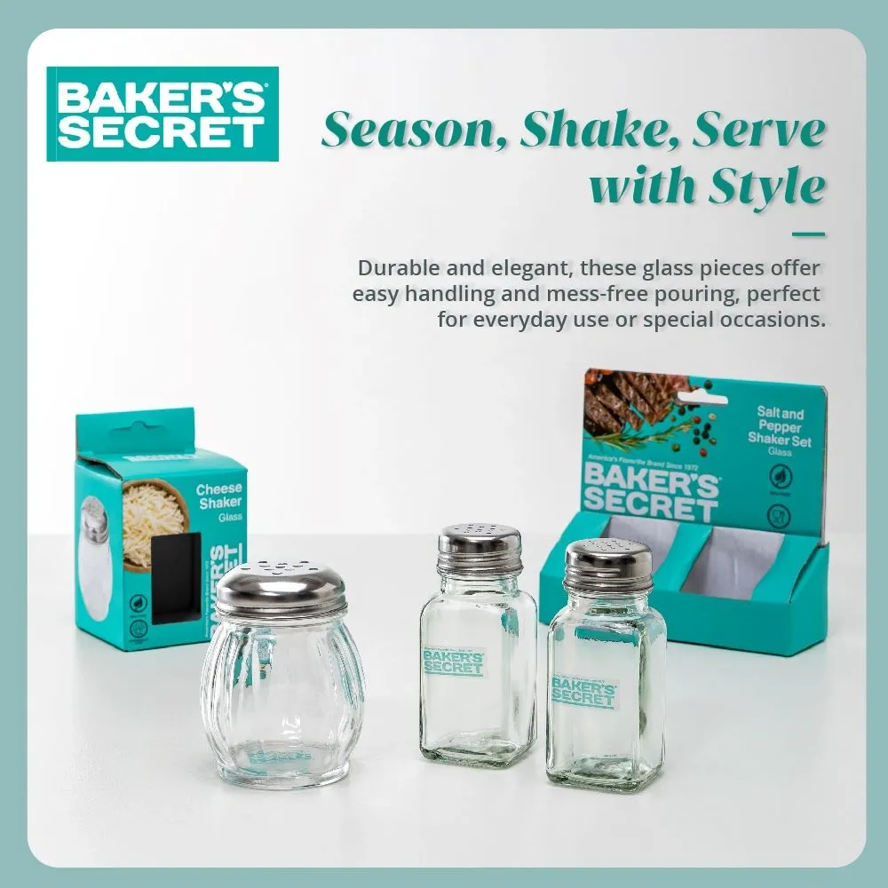Baker's Secret Condiments | Salt and Pepper | Cheese Shaker Collection