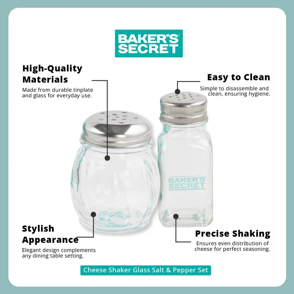 Baker's Secret Condiments | Salt and Pepper | Cheese Shaker Collection