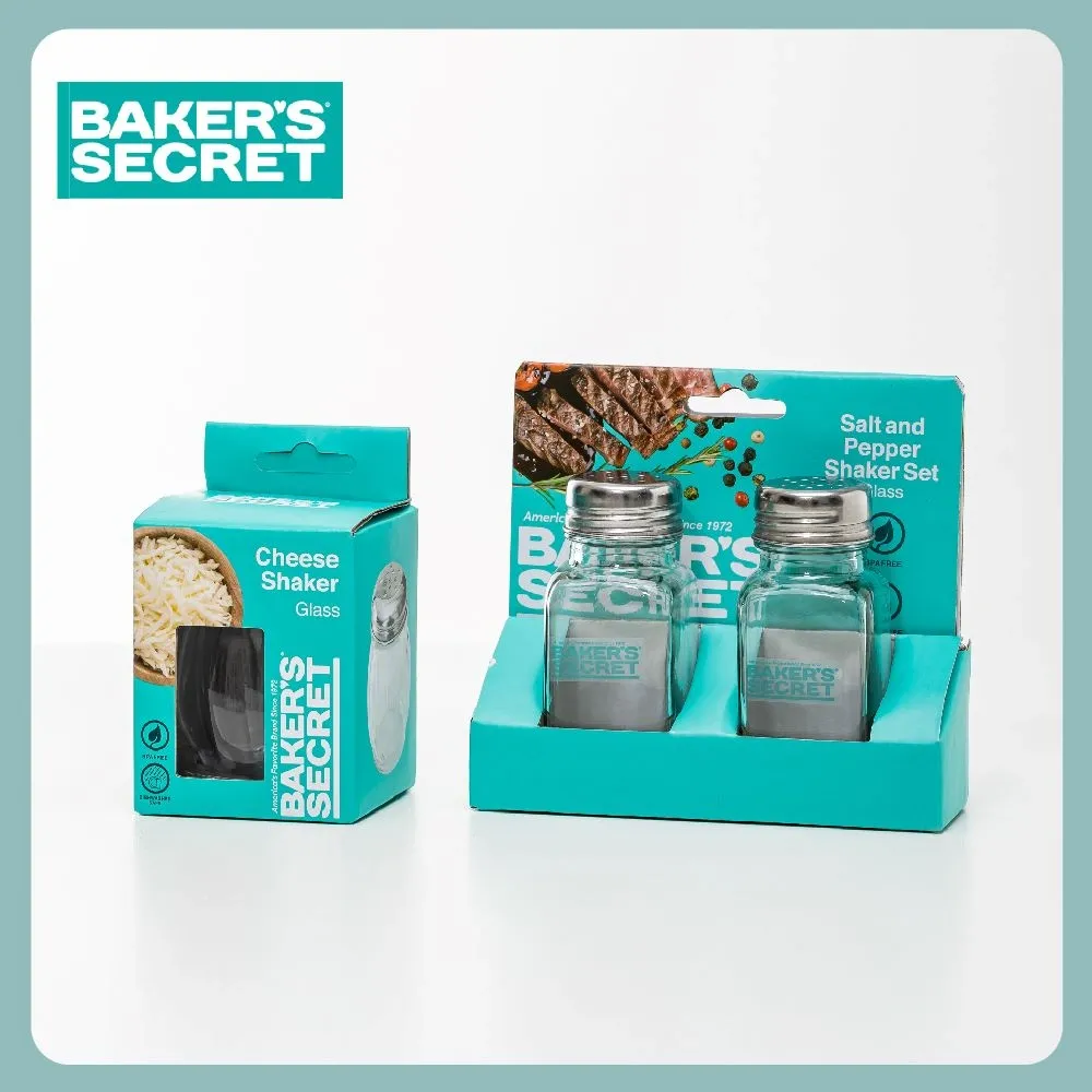 Baker's Secret Condiments | Salt and Pepper | Cheese Shaker Collection