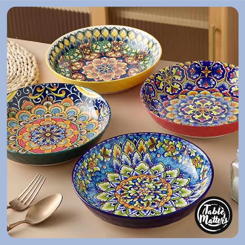 Table Matters - [Set of 4] Bohemian 8inch Deep Plate [Rice Plate | Coupe Plate]