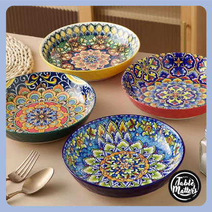Table Matters - [Set of 4] Bohemian 8inch Deep Plate [Rice Plate | Coupe Plate]
