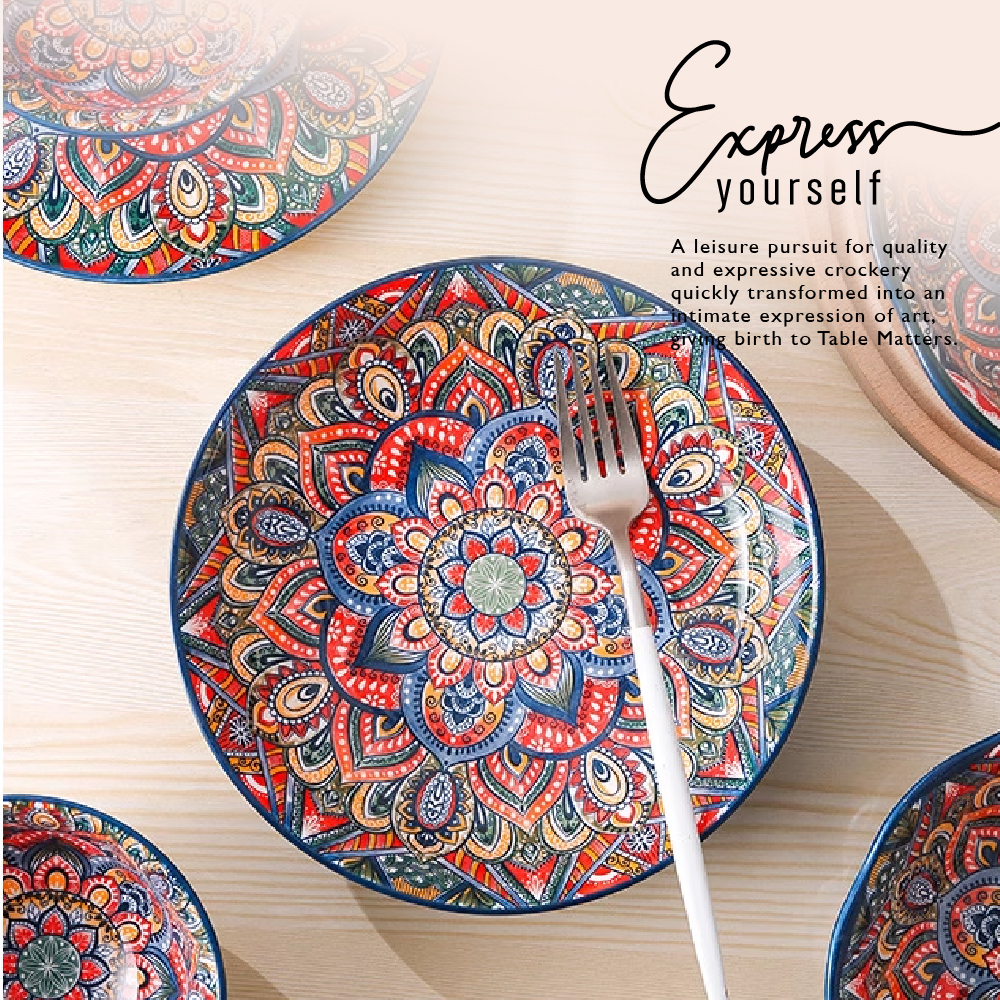 Table Matters - [Set of 4] Bohemian 8inch Deep Plate [Rice Plate | Coupe Plate]