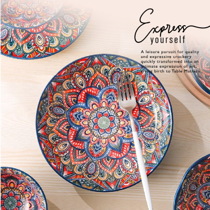 Table Matters - [Set of 4] Bohemian 8inch Deep Plate [Rice Plate | Coupe Plate]