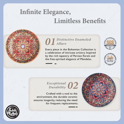 Table Matters - [Set of 4] Bohemian 8inch Deep Plate [Rice Plate | Coupe Plate]