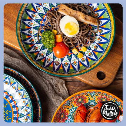 Table Matters - [Set of 4] Bohemian 8inch Deep Plate [Rice Plate | Coupe Plate]