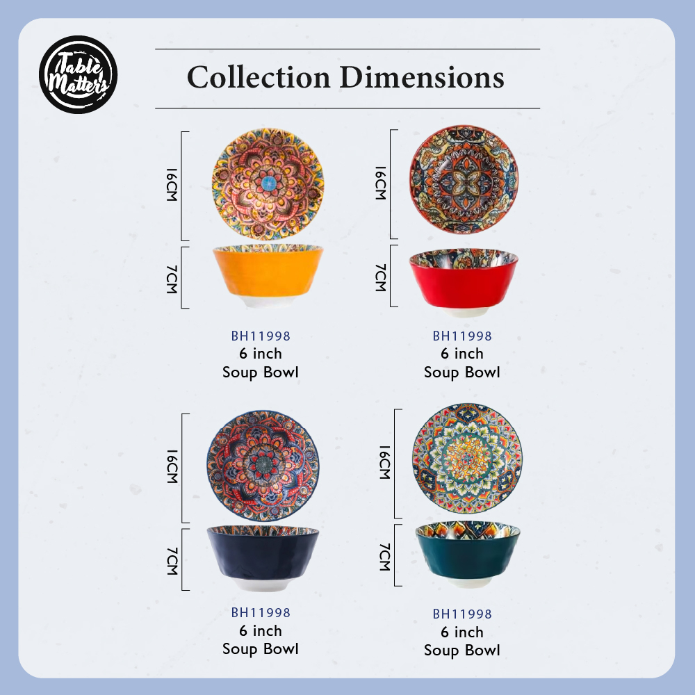 Table Matters - Set of 4] Bohemian 6inch Soup Bowl [Soup Bolw| Serving Bowl]