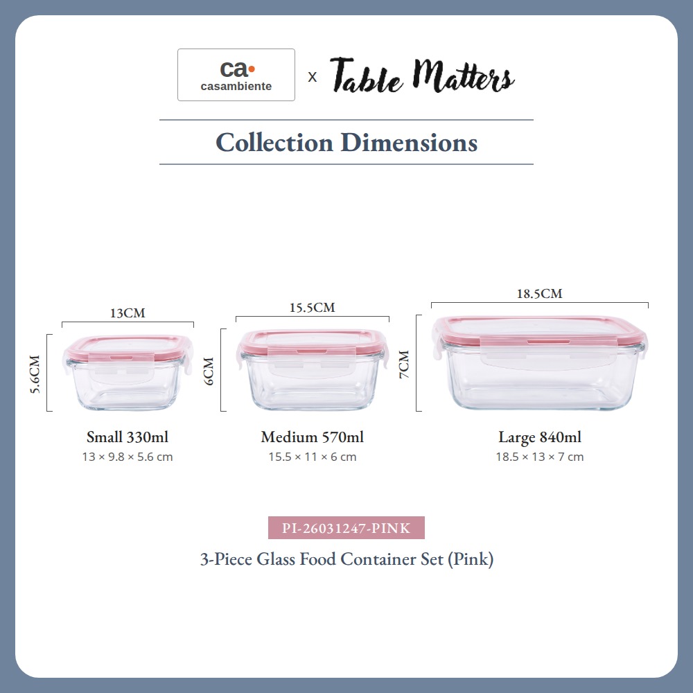 [Table Matters] 'Casambiente' Glass Food Storage Container | Meal Prep Lunch Box Kitchen Storage