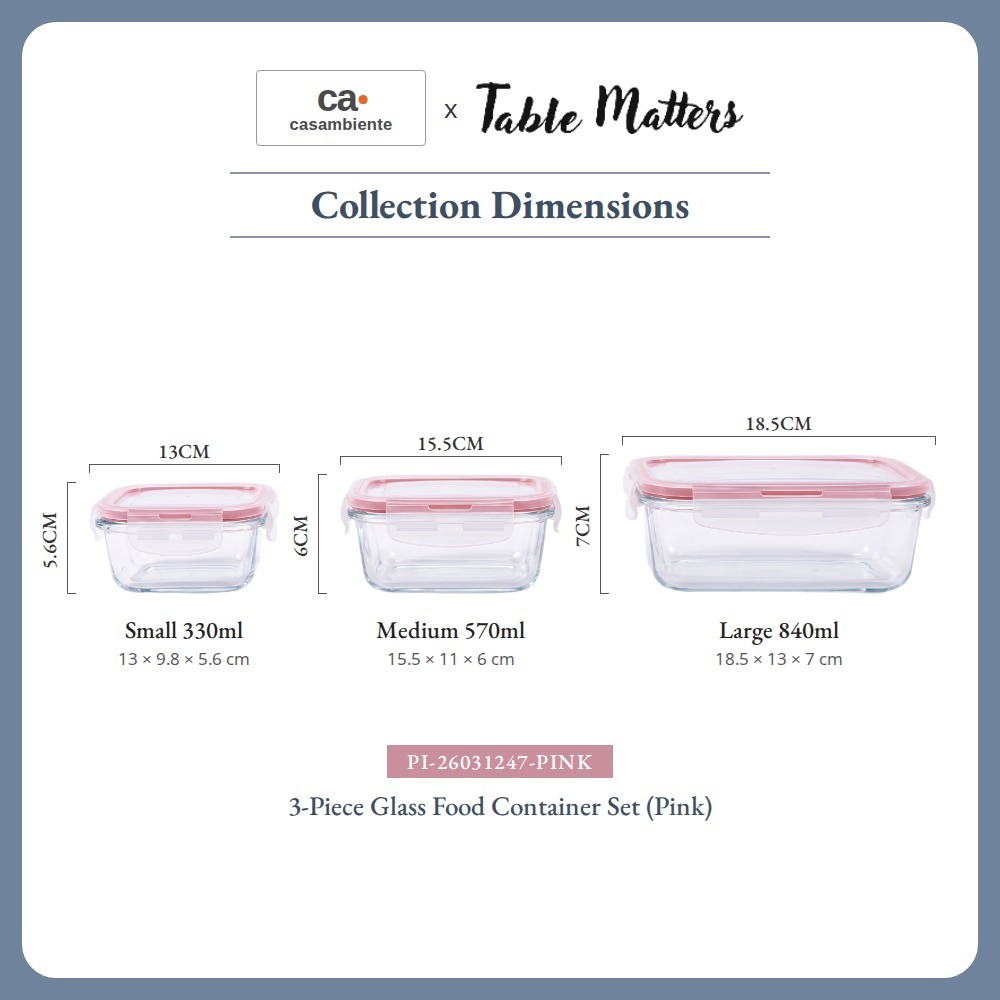 [Table Matters] 'Casambiente' Glass Food Storage Container | Meal Prep Lunch Box Kitchen Storage