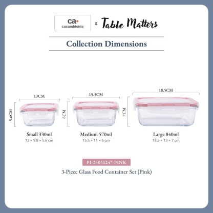 [Table Matters] 'Casambiente' Glass Food Storage Container | Meal Prep Lunch Box Kitchen Storage