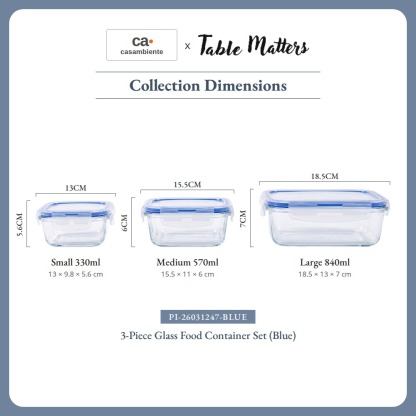 [Table Matters] 'Casambiente' Glass Food Storage Container | Meal Prep Lunch Box Kitchen Storage