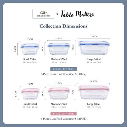 [Table Matters] 'Casambiente' Glass Food Storage Container | Meal Prep Lunch Box Kitchen Storage