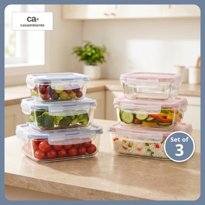 [Table Matters] 'Casambiente' Glass Food Storage Container | Meal Prep Lunch Box Kitchen Storage