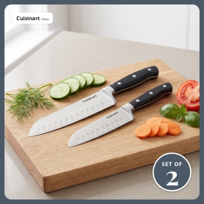 [Table Matters] 'CUISINART' Nitrogen 2-Piece Santoku Knife Set [7in | 5in] Nitrogen-Infused Stainless Steel