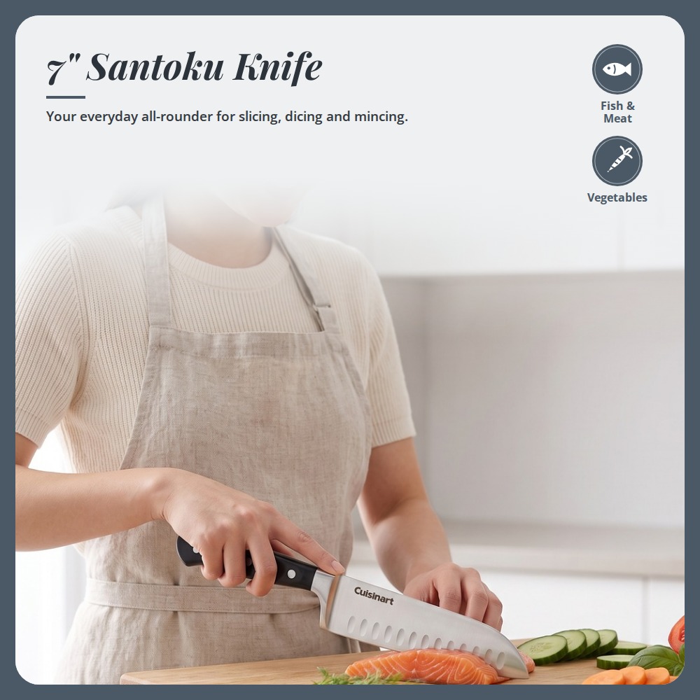 [Table Matters] 'CUISINART' Nitrogen 2-Piece Santoku Knife Set [7in | 5in] Nitrogen-Infused Stainless Steel