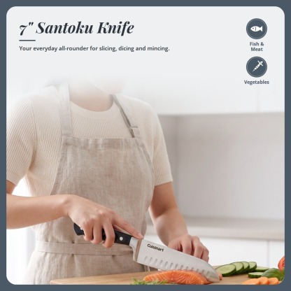 [Table Matters] 'CUISINART' Nitrogen 2-Piece Santoku Knife Set [7in | 5in] Nitrogen-Infused Stainless Steel