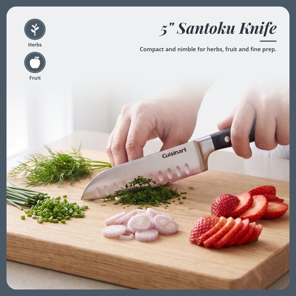 [Table Matters] 'CUISINART' Nitrogen 2-Piece Santoku Knife Set [7in | 5in] Nitrogen-Infused Stainless Steel