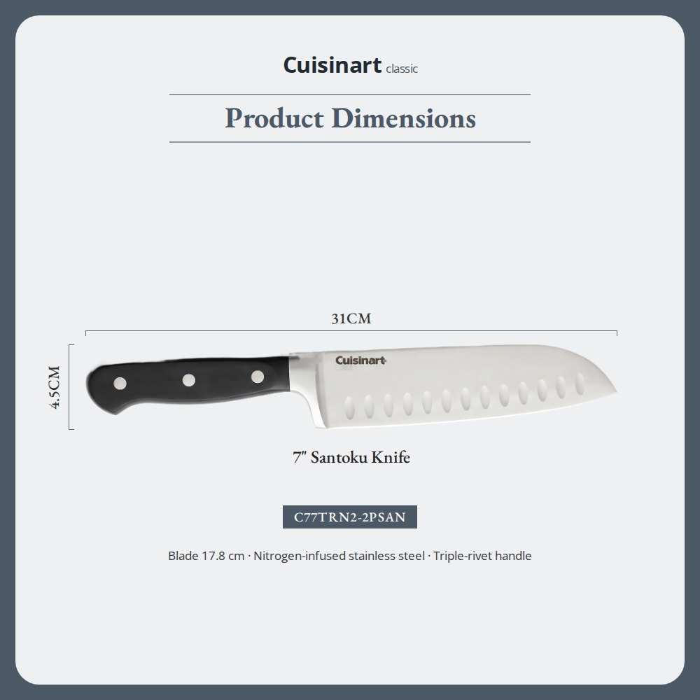 [Table Matters] 'CUISINART' Nitrogen 2-Piece Santoku Knife Set [7in | 5in] Nitrogen-Infused Stainless Steel
